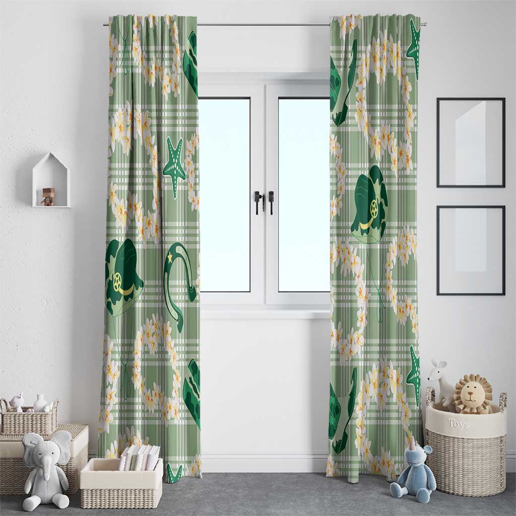 Aloha Hawaii Paniolo Mint Palaka Window Curtain Coastal Rodeo - Polynesian Pride