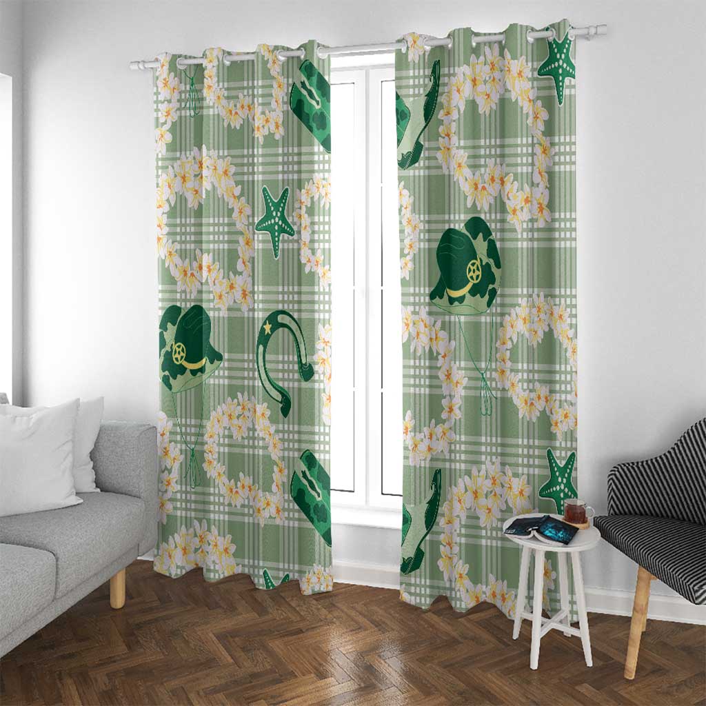 Aloha Hawaii Paniolo Mint Palaka Window Curtain Coastal Rodeo - Polynesian Pride