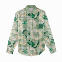 Aloha Hawaii Paniolo Mint Palaka Women Casual Shirt Coastal Rodeo - Polynesian Pride