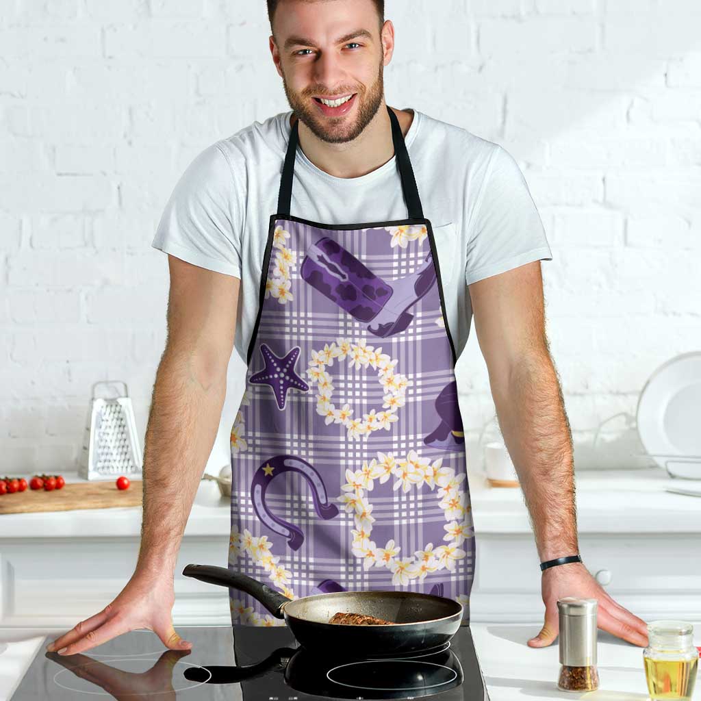 Aloha Hawaii Paniolo Lavender Palaka Apron Coastal Rodeo - Polynesian Pride