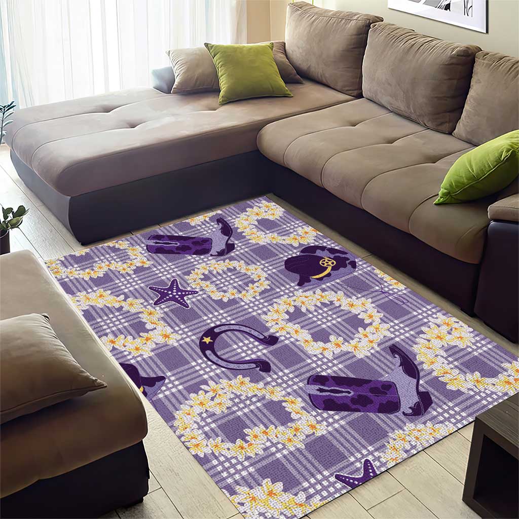 Aloha Hawaii Paniolo Lavender Palaka Area Rug Coastal Rodeo - Polynesian Pride