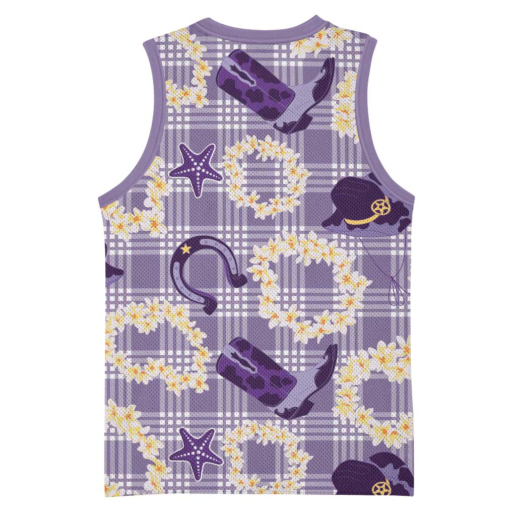 Aloha Hawaii Paniolo Lavender Palaka Basketball Jersey Coastal Rodeo - Polynesian Pride