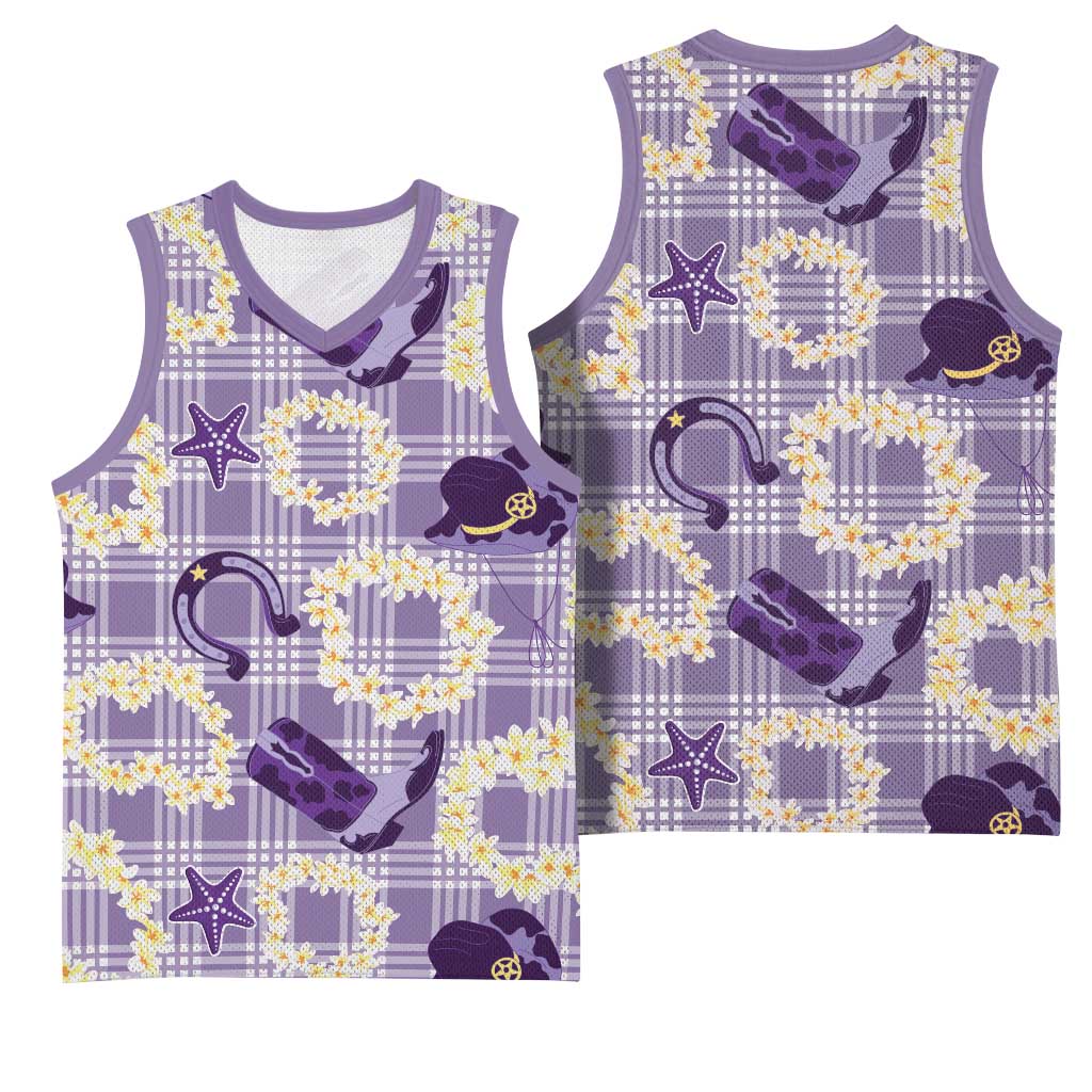 Aloha Hawaii Paniolo Lavender Palaka Basketball Jersey Coastal Rodeo - Polynesian Pride