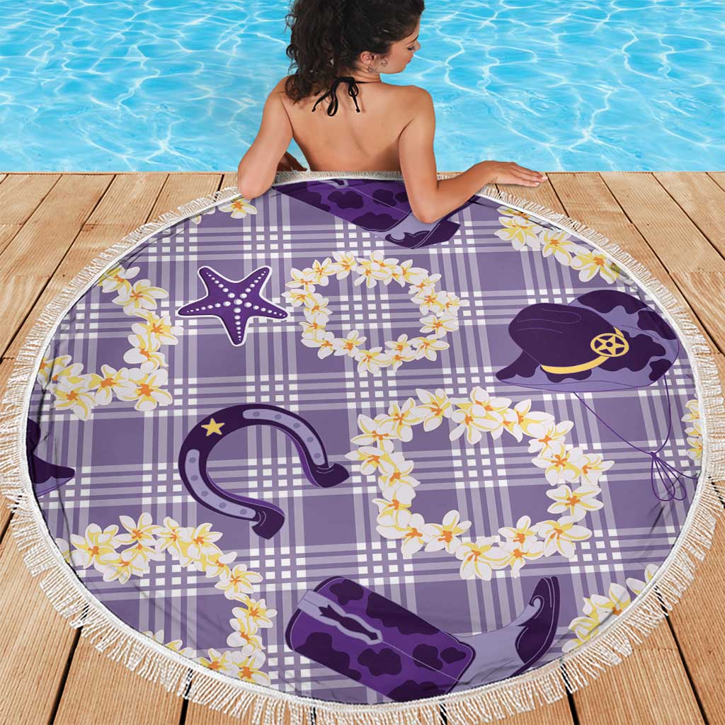 Aloha Hawaii Paniolo Lavender Palaka Beach Blanket Coastal Rodeo - Polynesian Pride
