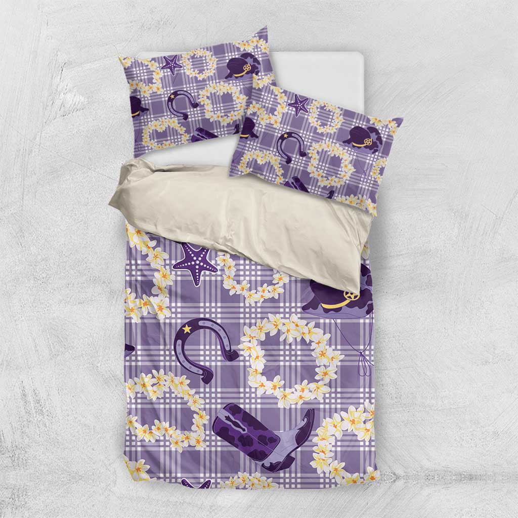 Aloha Hawaii Paniolo Lavender Palaka Bedding Set Coastal Rodeo - Polynesian Pride