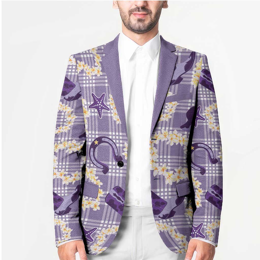 Aloha Hawaii Paniolo Lavender Palaka Blazer Coastal Rodeo - Polynesian Pride
