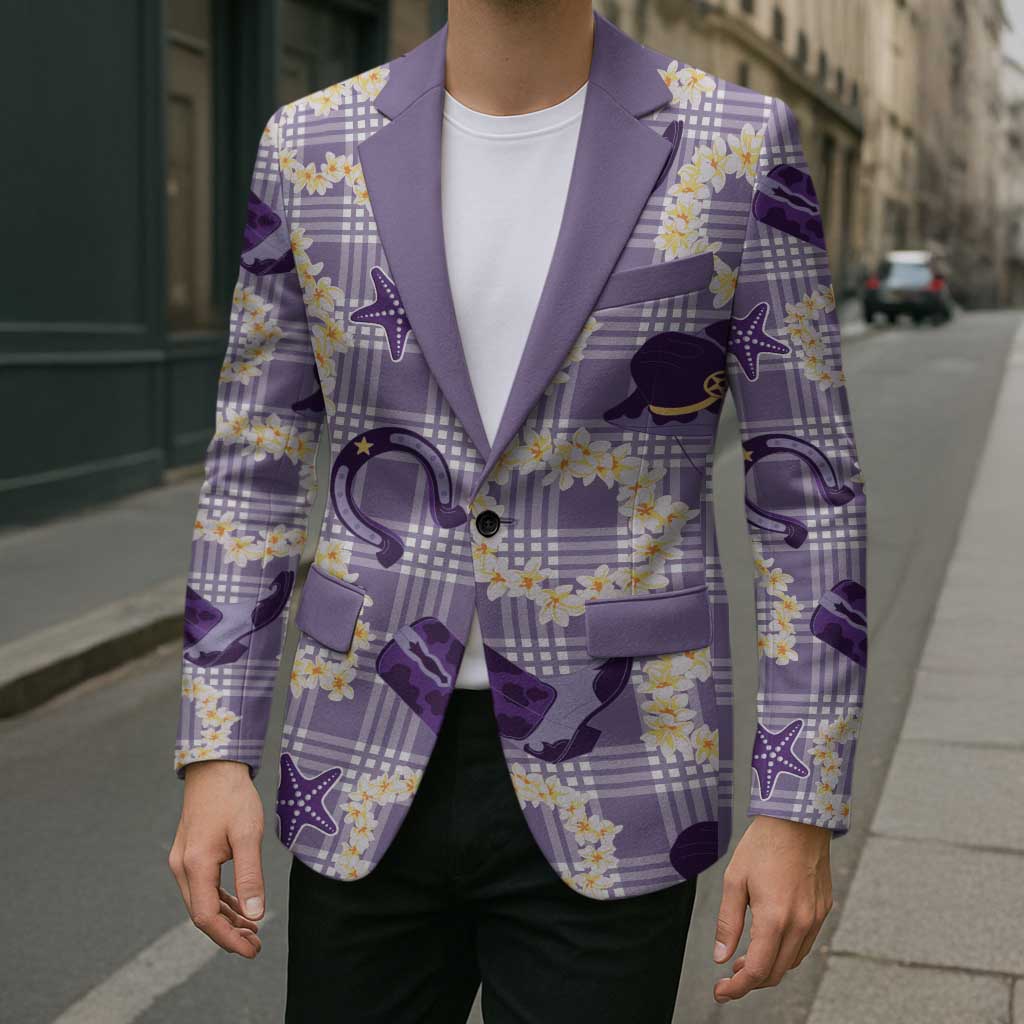 Aloha Hawaii Paniolo Lavender Palaka Blazer Coastal Rodeo - Polynesian Pride
