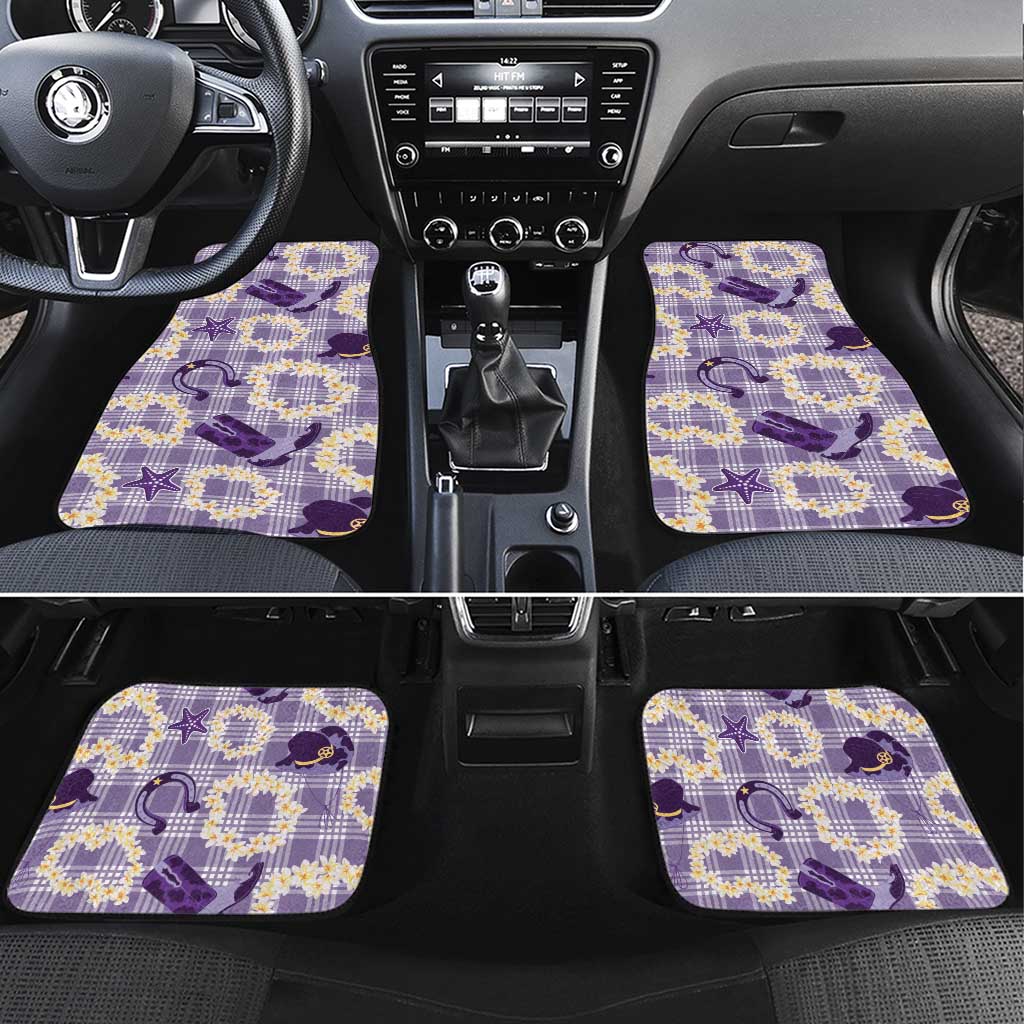 Aloha Hawaii Paniolo Lavender Palaka Car Mats Coastal Rodeo - Polynesian Pride