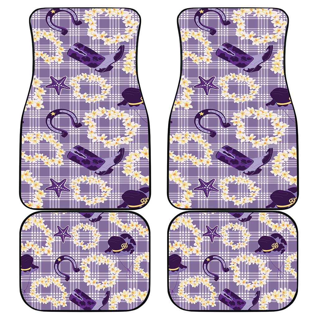 Aloha Hawaii Paniolo Lavender Palaka Car Mats Coastal Rodeo - Polynesian Pride