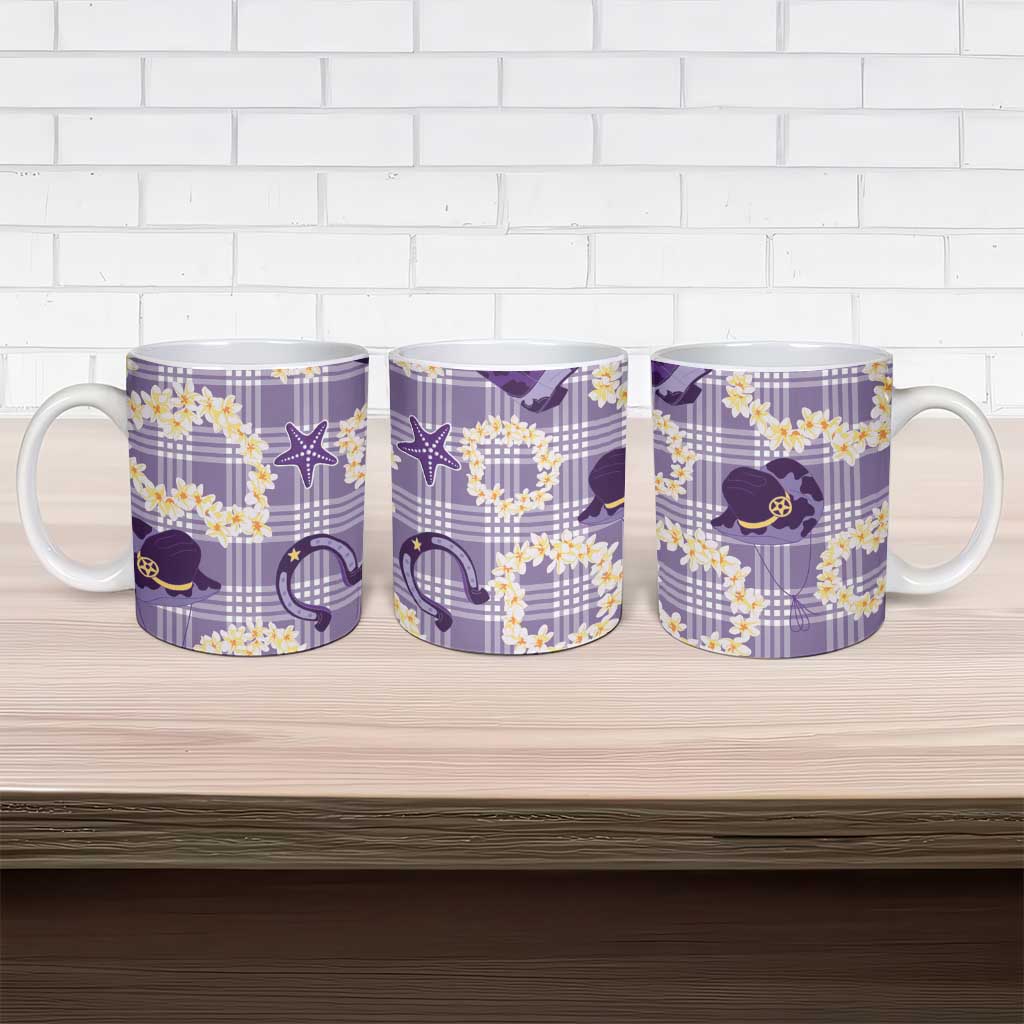 Aloha Hawaii Paniolo Lavender Palaka Ceramic Mug Coastal Rodeo - Polynesian Pride