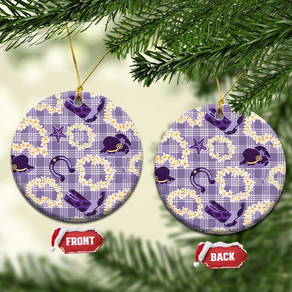 Aloha Hawaii Paniolo Lavender Palaka Ceramic Ornament Coastal Rodeo - Polynesian Pride