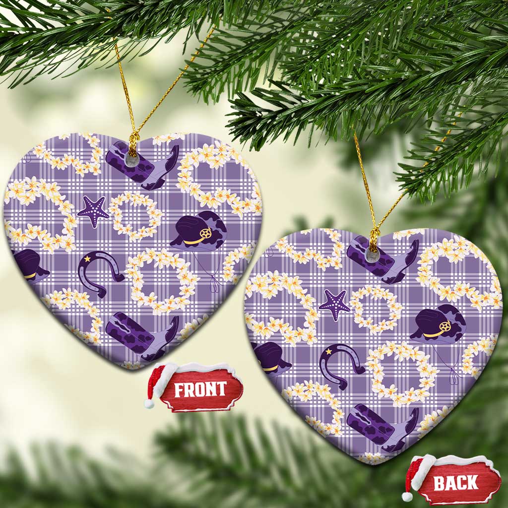 Aloha Hawaii Paniolo Lavender Palaka Ceramic Ornament Coastal Rodeo - Polynesian Pride