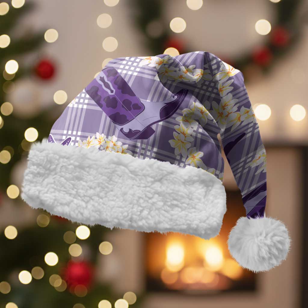 Aloha Hawaii Paniolo Lavender Palaka Christmas Santa Hat Coastal Rodeo - Polynesian Pride