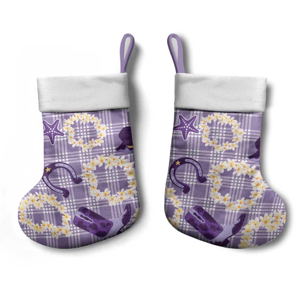 Aloha Hawaii Paniolo Lavender Palaka Christmas Stocking Coastal Rodeo - Polynesian Pride