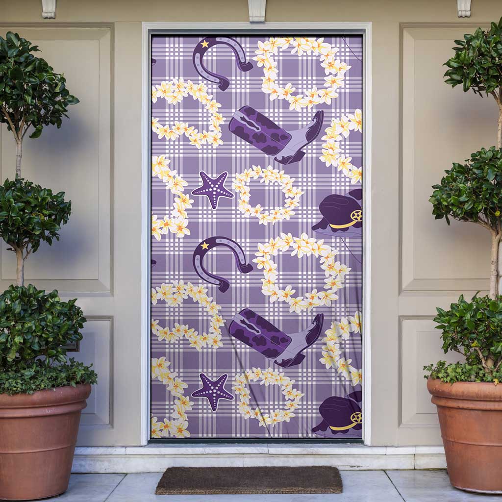 Aloha Hawaii Paniolo Lavender Palaka Door Cover Coastal Rodeo - Polynesian Pride