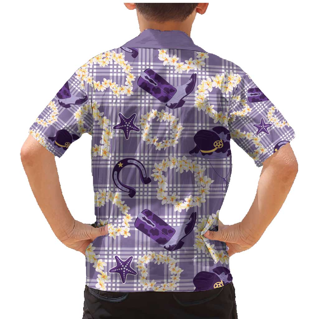 Aloha Hawaii Paniolo Lavender Palaka Family Matching Mermaid Dress and Hawaiian Shirt Coastal Rodeo - Polynesian Pride