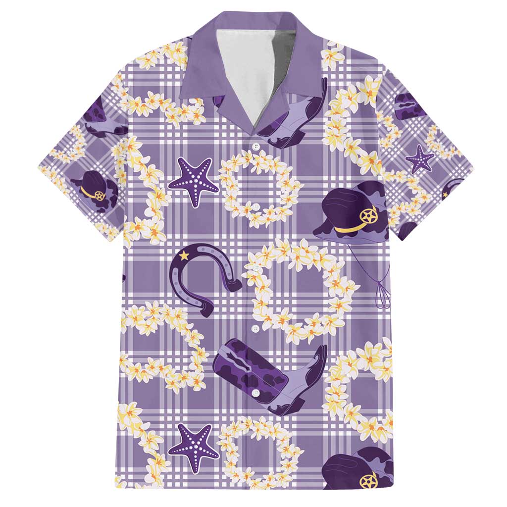 Aloha Hawaii Paniolo Lavender Palaka Family Matching Puletasi and Hawaiian Shirt Coastal Rodeo - Polynesian Pride