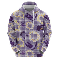 Aloha Hawaii Paniolo Lavender Palaka Hoodie Coastal Rodeo - Polynesian Pride
