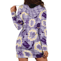 Aloha Hawaii Paniolo Lavender Palaka Hoodie Dress Coastal Rodeo - Polynesian Pride