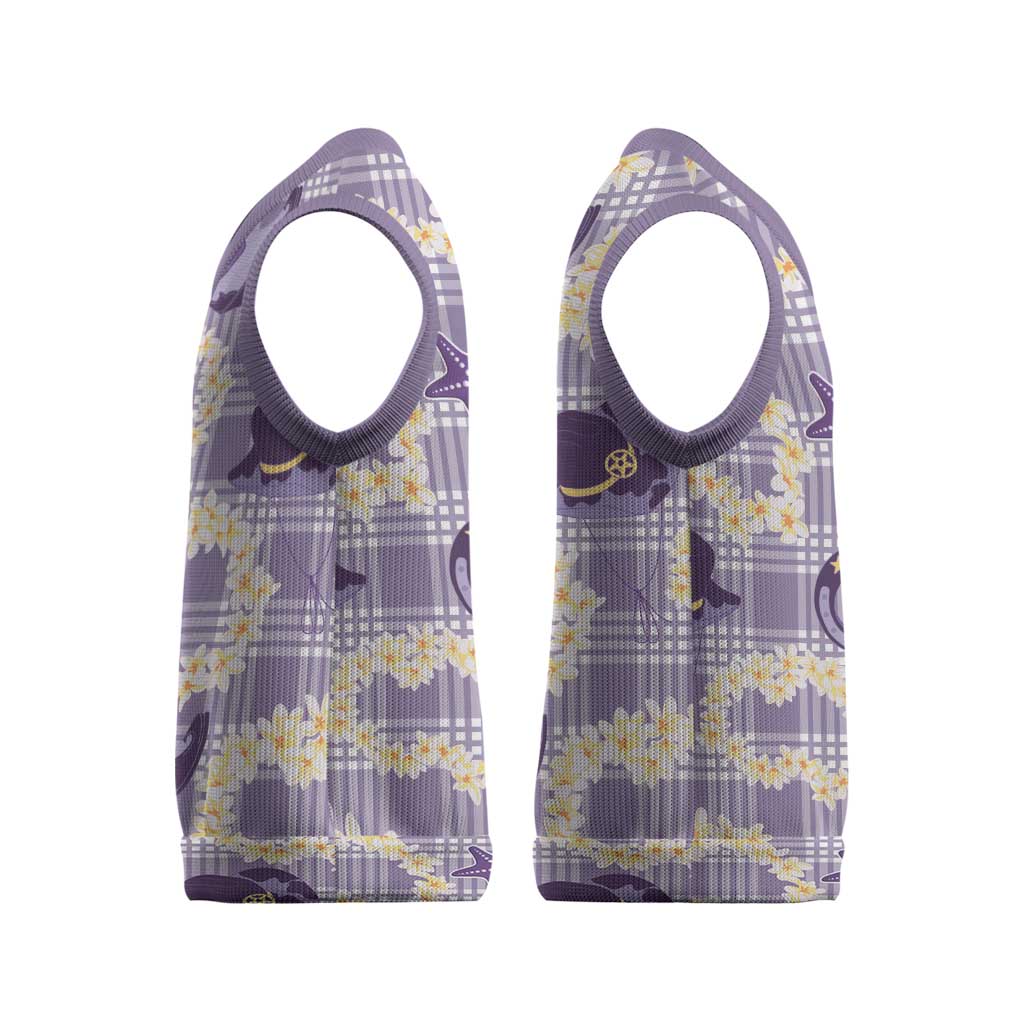 Aloha Hawaii Paniolo Lavender Palaka Christmas Knitted V-Neck Vest Coastal Rodeo - Polynesian Pride