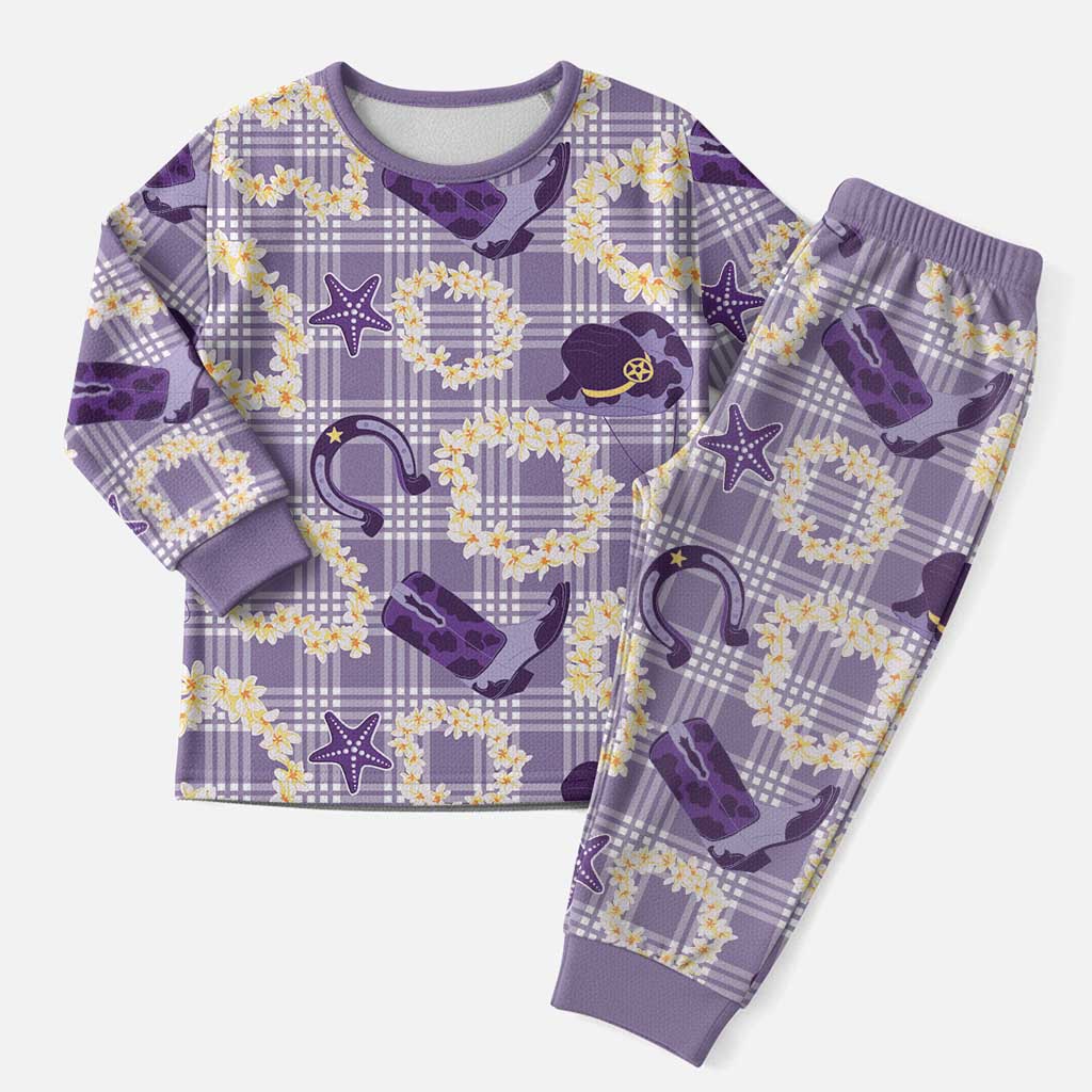 Aloha Hawaii Paniolo Lavender Palaka Christmas Pajama Set Coastal Rodeo - Polynesian Pride