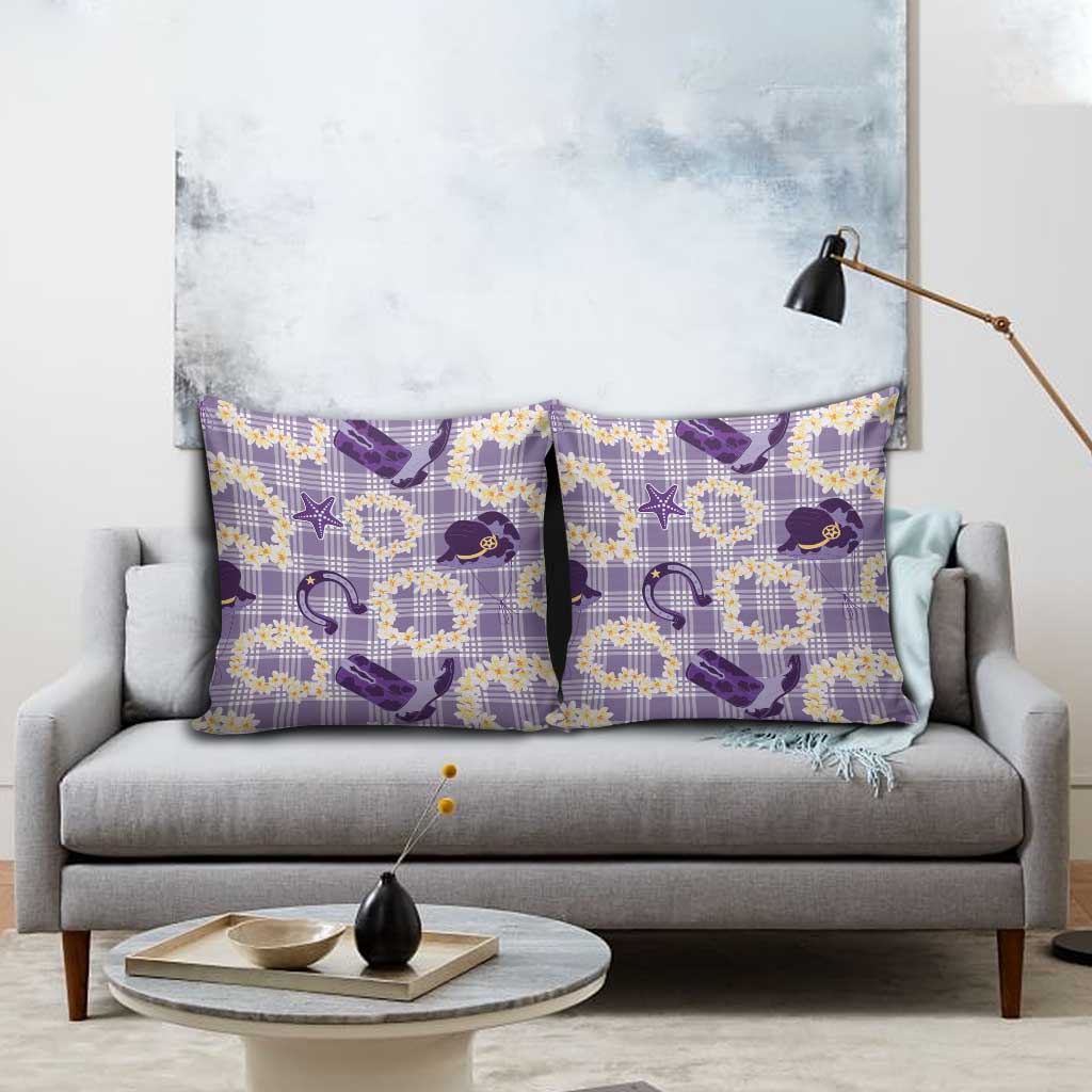 Aloha Hawaii Paniolo Lavender Palaka Pillow Cover Coastal Rodeo - Polynesian Pride