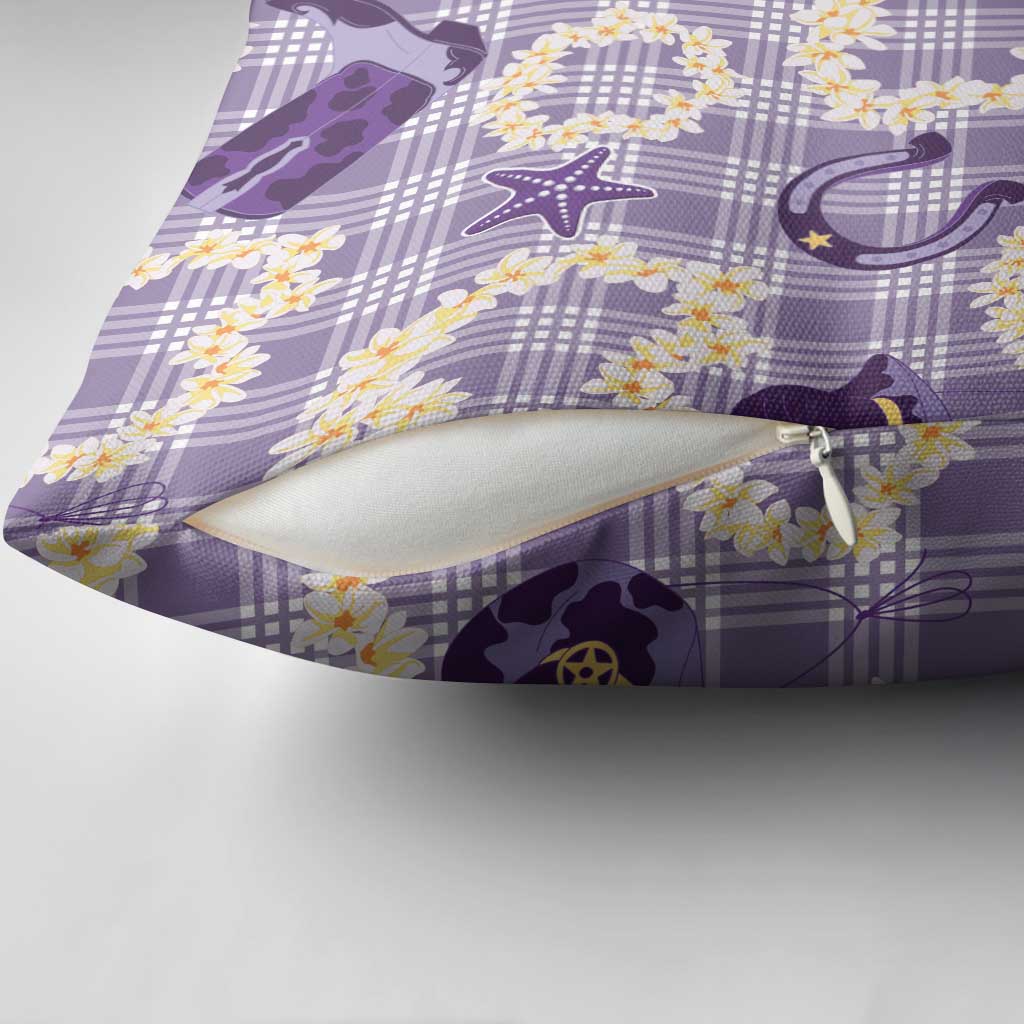 Aloha Hawaii Paniolo Lavender Palaka Pillow Cover Coastal Rodeo - Polynesian Pride