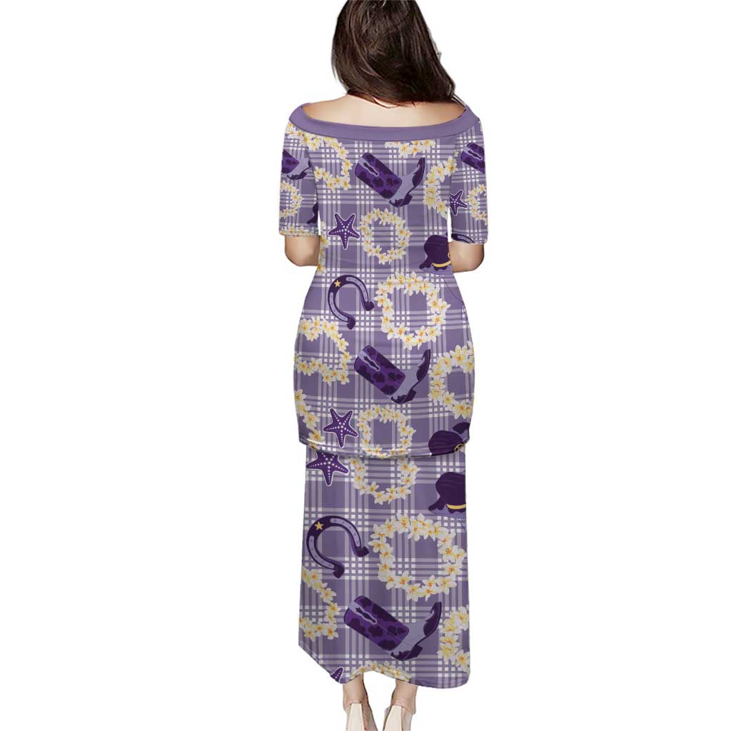 Aloha Hawaii Paniolo Lavender Palaka Puletasi Coastal Rodeo - Polynesian Pride