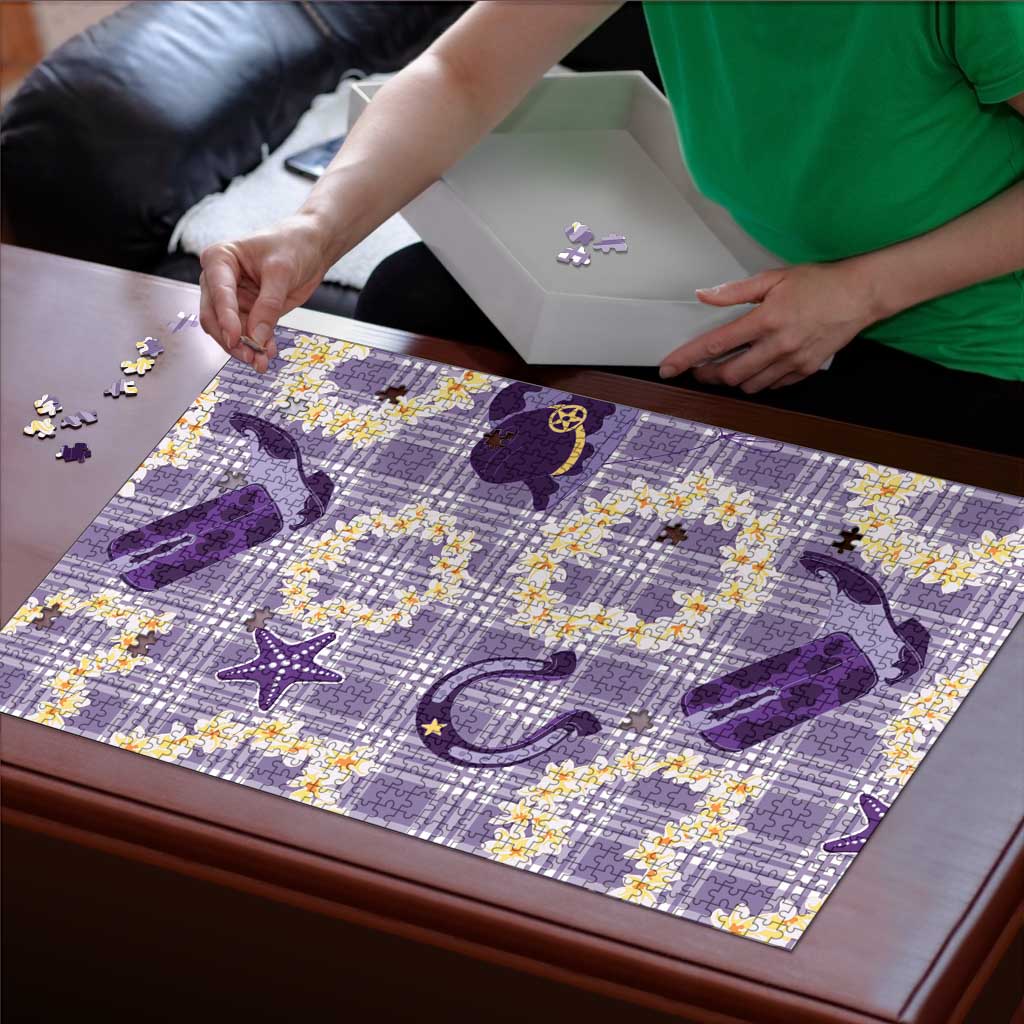 Aloha Hawaii Paniolo Lavender Palaka Puzzle Coastal Rodeo - Polynesian Pride