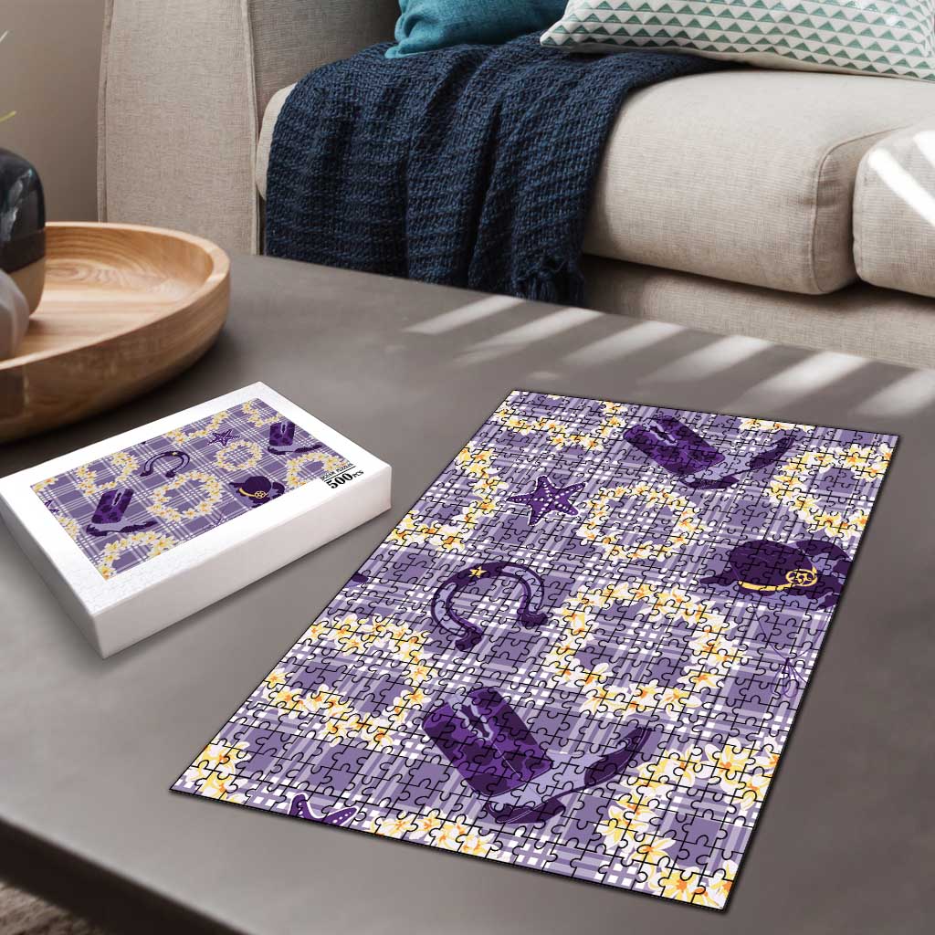 Aloha Hawaii Paniolo Lavender Palaka Puzzle Coastal Rodeo - Polynesian Pride