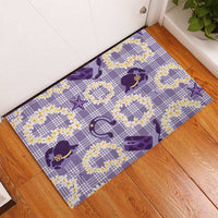Aloha Hawaii Paniolo Lavender Palaka Rubber Doormat Coastal Rodeo - Polynesian Pride