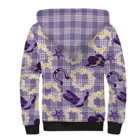 Aloha Hawaii Paniolo Lavender Palaka Sherpa Hoodie Coastal Rodeo - Polynesian Pride