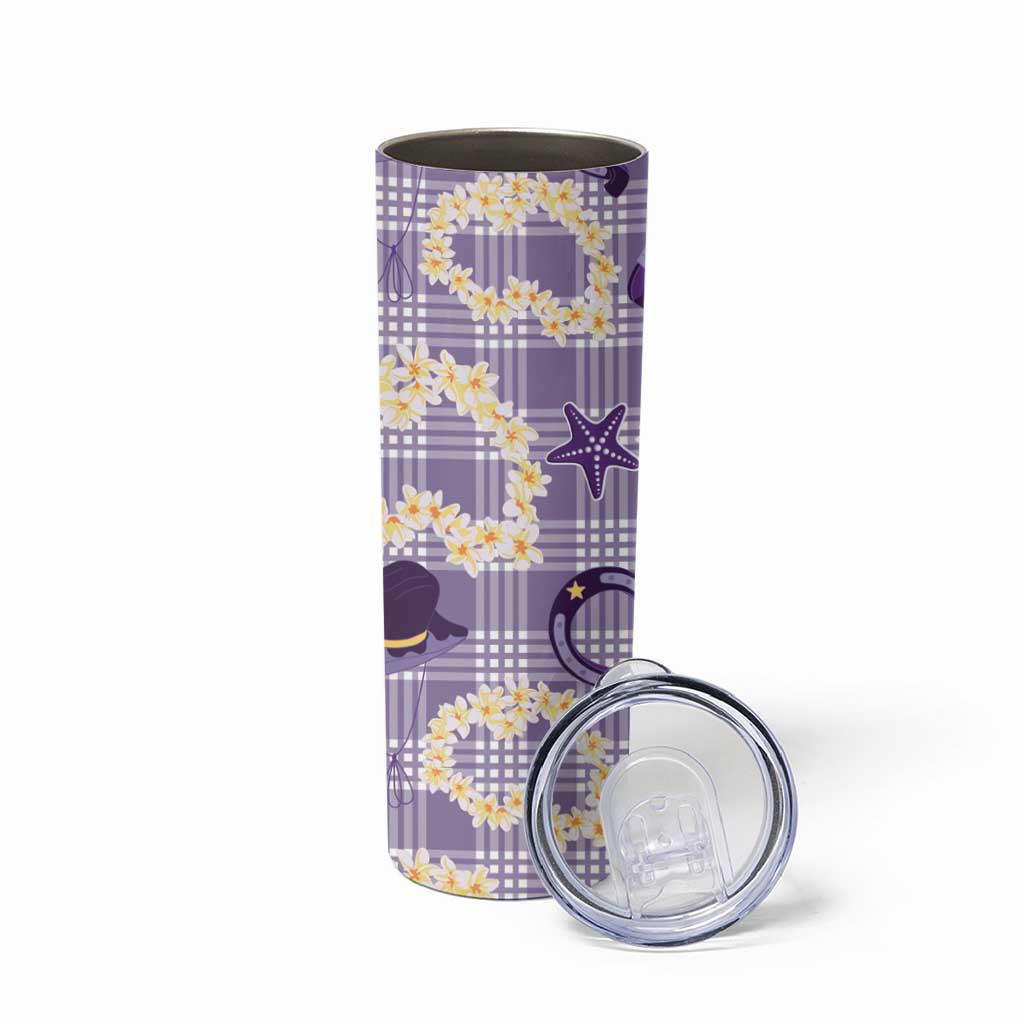 Aloha Hawaii Paniolo Lavender Palaka Skinny Tumbler Coastal Rodeo - Polynesian Pride