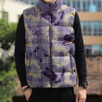Aloha Hawaii Paniolo Lavender Palaka Sleeveless Puffer Jacket Coastal Rodeo - Polynesian Pride