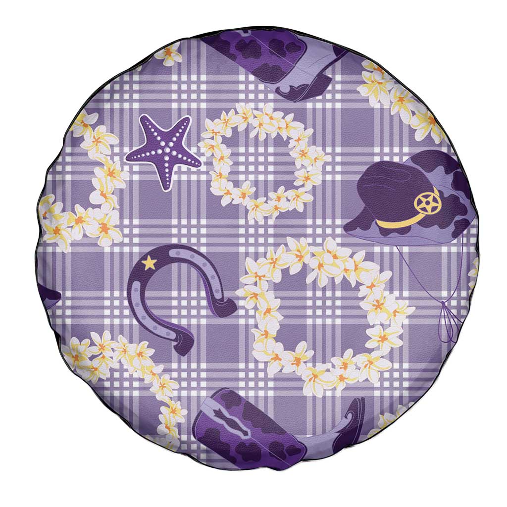 Aloha Hawaii Paniolo Lavender Palaka Spare Tire Cover Coastal Rodeo - Polynesian Pride