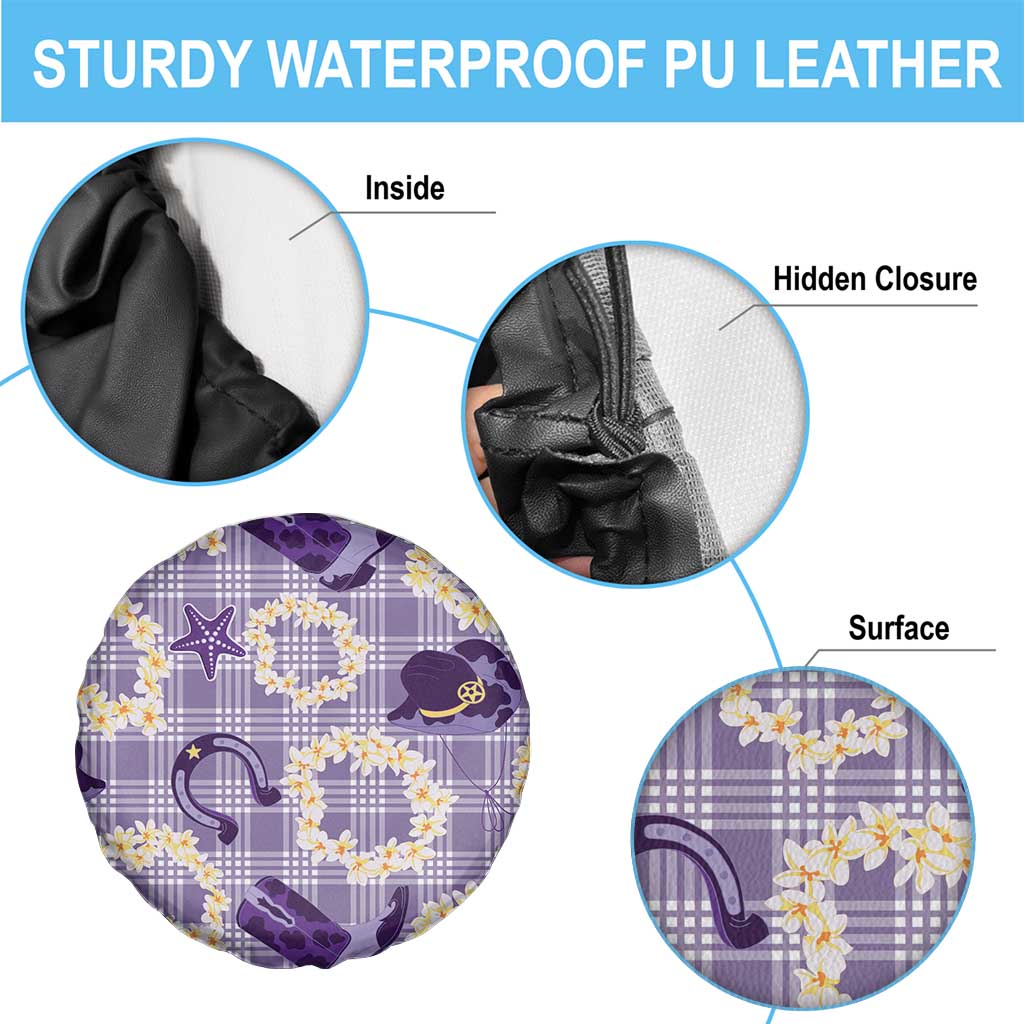 Aloha Hawaii Paniolo Lavender Palaka Spare Tire Cover Coastal Rodeo - Polynesian Pride