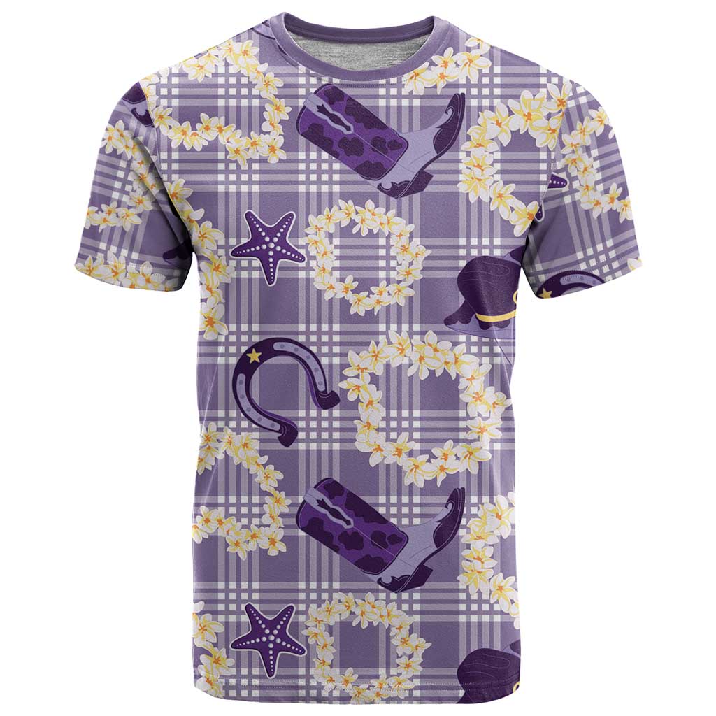 Aloha Hawaii Paniolo Lavender Palaka T Shirt Coastal Rodeo - Polynesian Pride