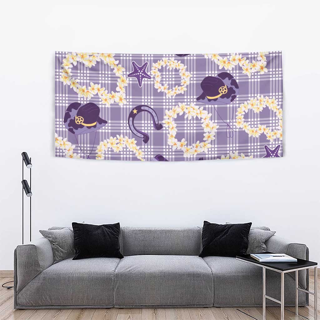 Aloha Hawaii Paniolo Lavender Palaka Tapestry Coastal Rodeo - Polynesian Pride
