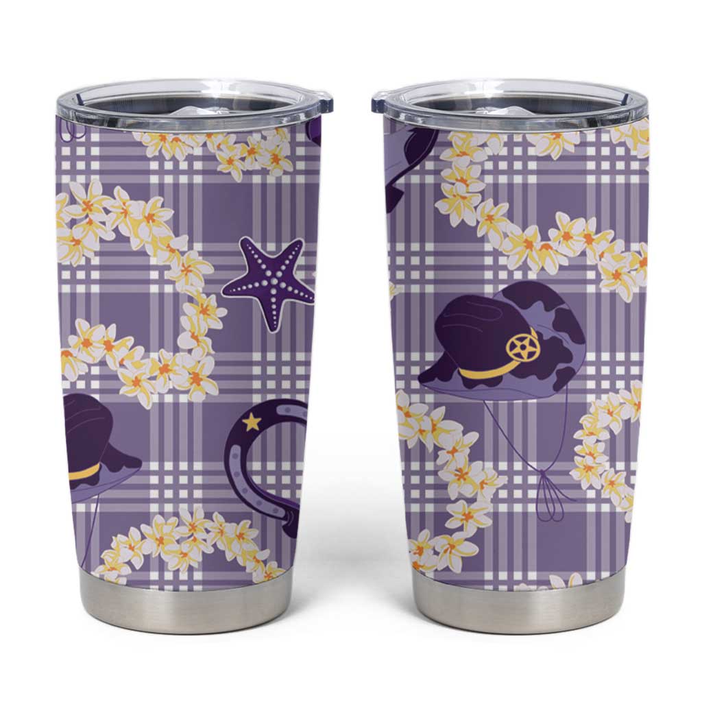 Aloha Hawaii Paniolo Lavender Palaka Tumbler Cup Coastal Rodeo - Polynesian Pride