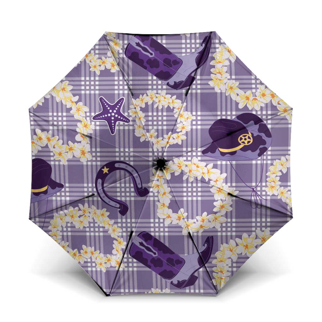 Aloha Hawaii Paniolo Lavender Palaka Umbrella Coastal Rodeo - Polynesian Pride