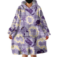 Aloha Hawaii Paniolo Lavender Palaka Wearable Blanket Hoodie Coastal Rodeo - Polynesian Pride