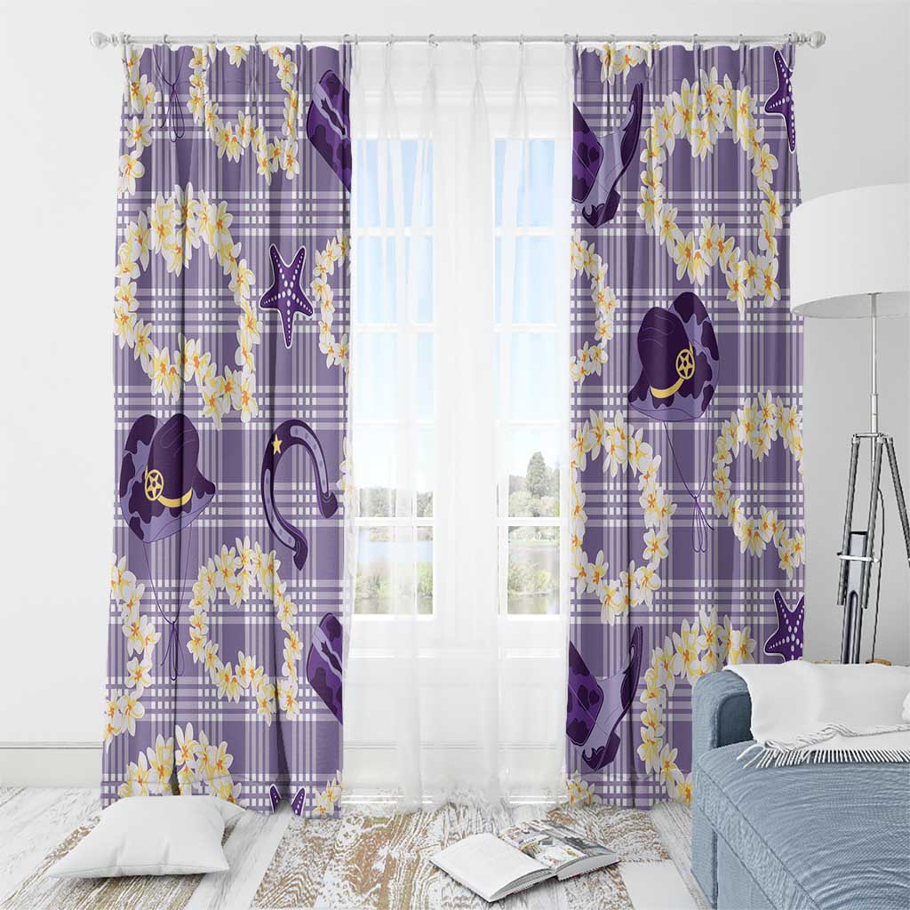Aloha Hawaii Paniolo Lavender Palaka Window Curtain Coastal Rodeo - Polynesian Pride