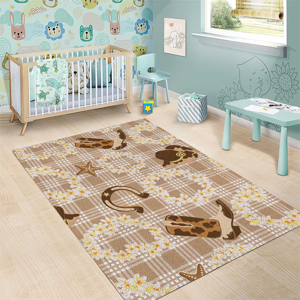 Aloha Hawaii Paniolo Khaki Palaka Area Rug Coastal Rodeo - Polynesian Pride