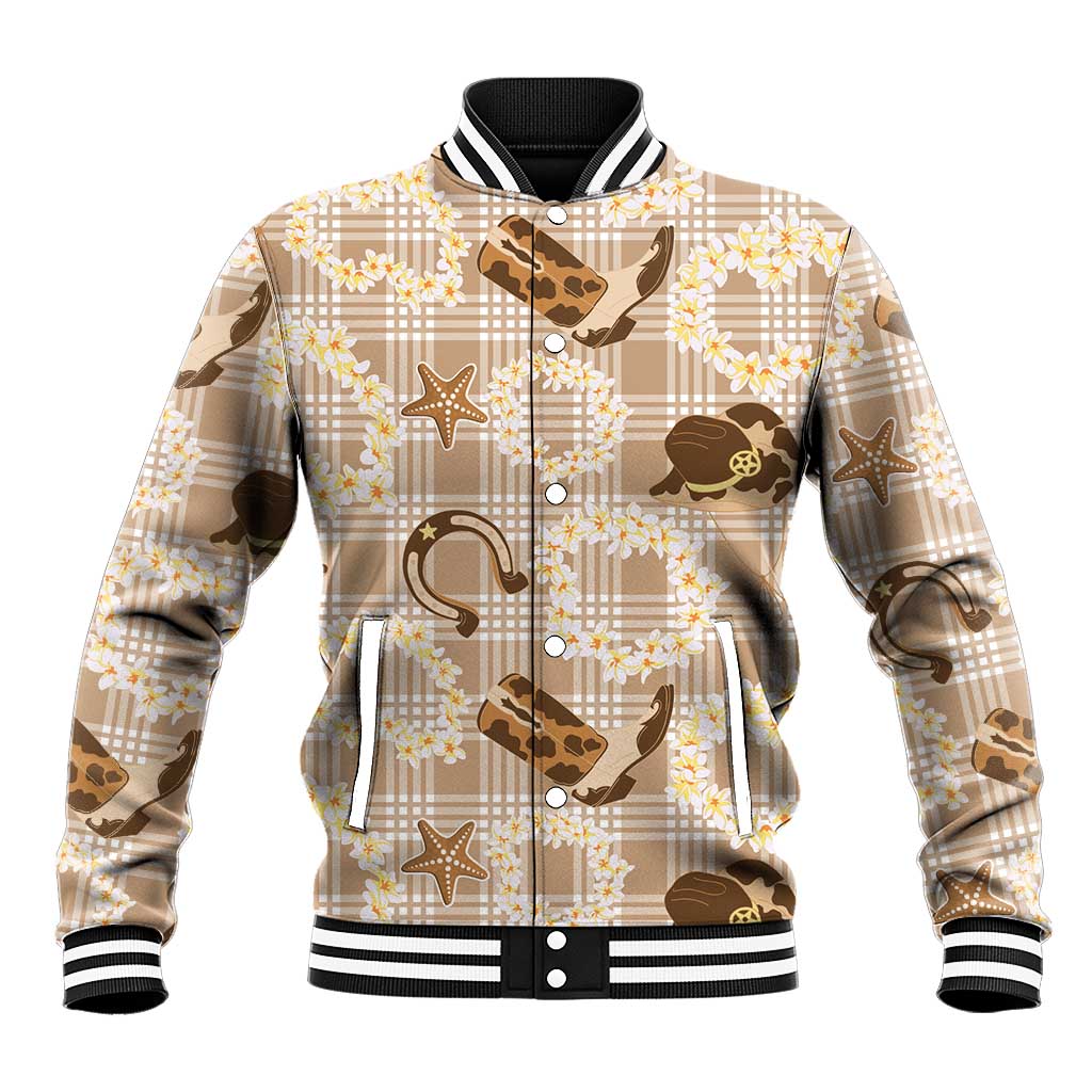 Aloha Hawaii Paniolo Khaki Palaka Baseball Jacket Coastal Rodeo - Polynesian Pride