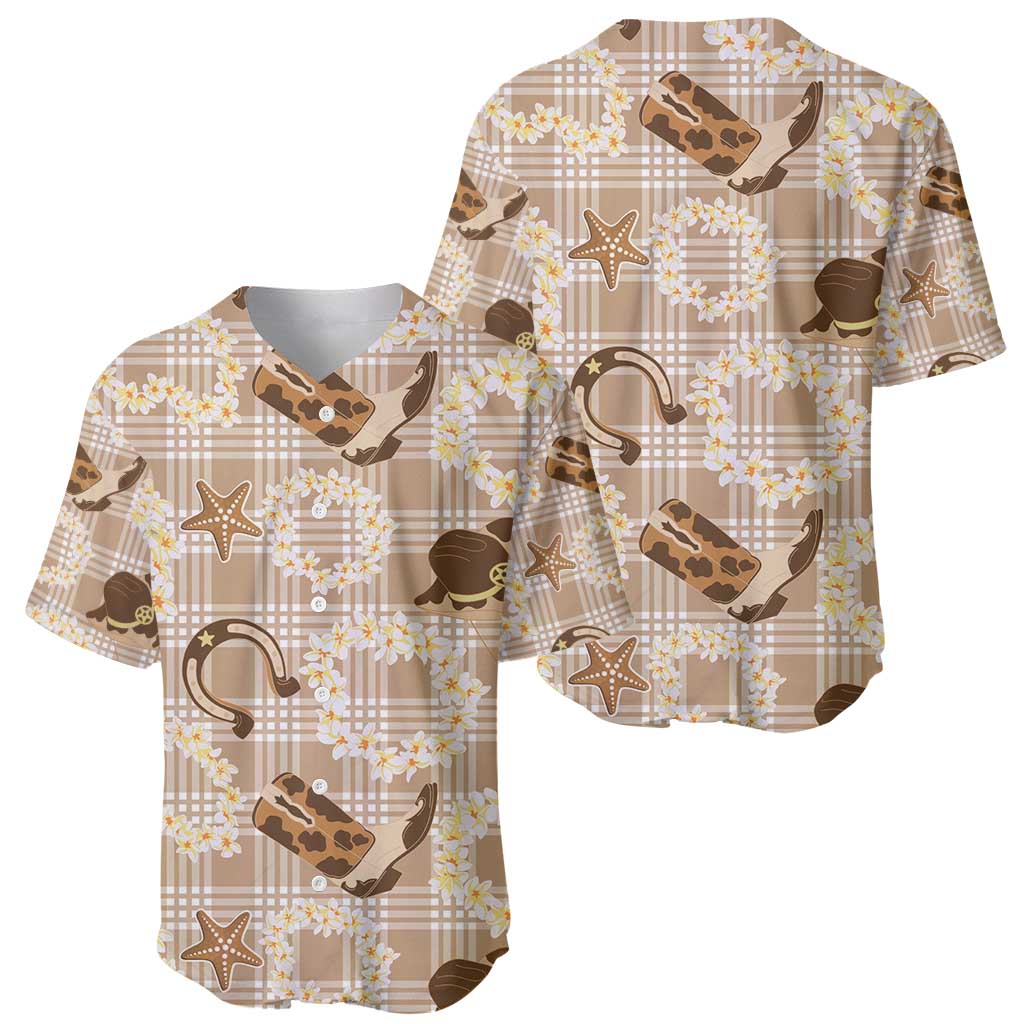 Aloha Hawaii Paniolo Khaki Palaka Baseball Jersey Coastal Rodeo - Polynesian Pride