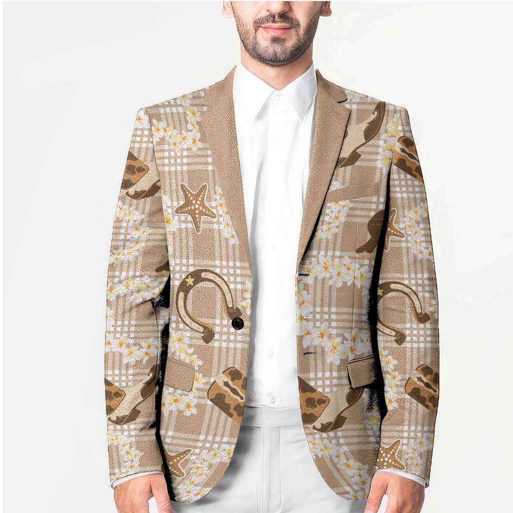 Aloha Hawaii Paniolo Khaki Palaka Blazer Coastal Rodeo - Polynesian Pride