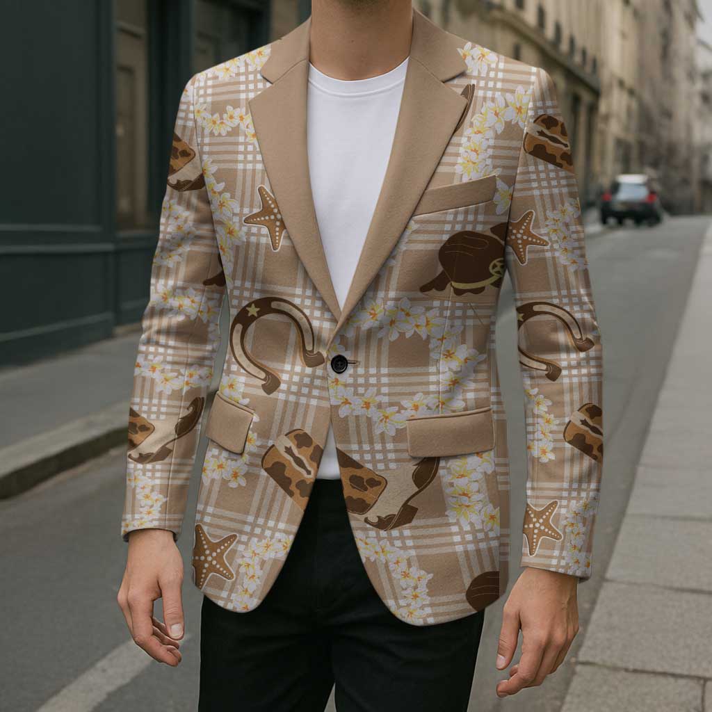 Aloha Hawaii Paniolo Khaki Palaka Blazer Coastal Rodeo - Polynesian Pride