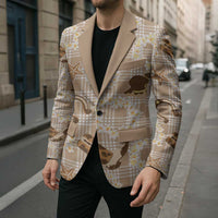 Aloha Hawaii Paniolo Khaki Palaka Blazer Coastal Rodeo - Polynesian Pride