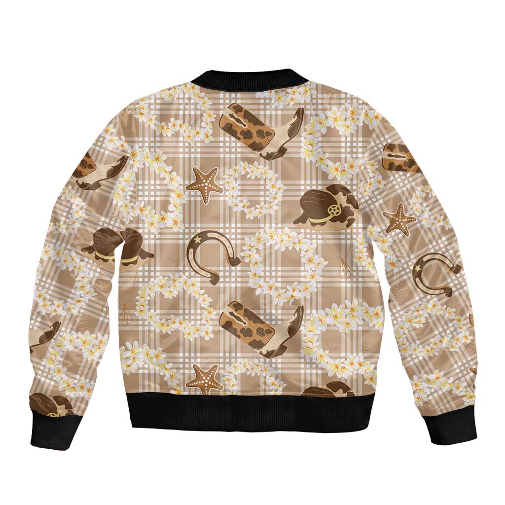 Aloha Hawaii Paniolo Khaki Palaka Bomber Jacket Coastal Rodeo - Polynesian Pride