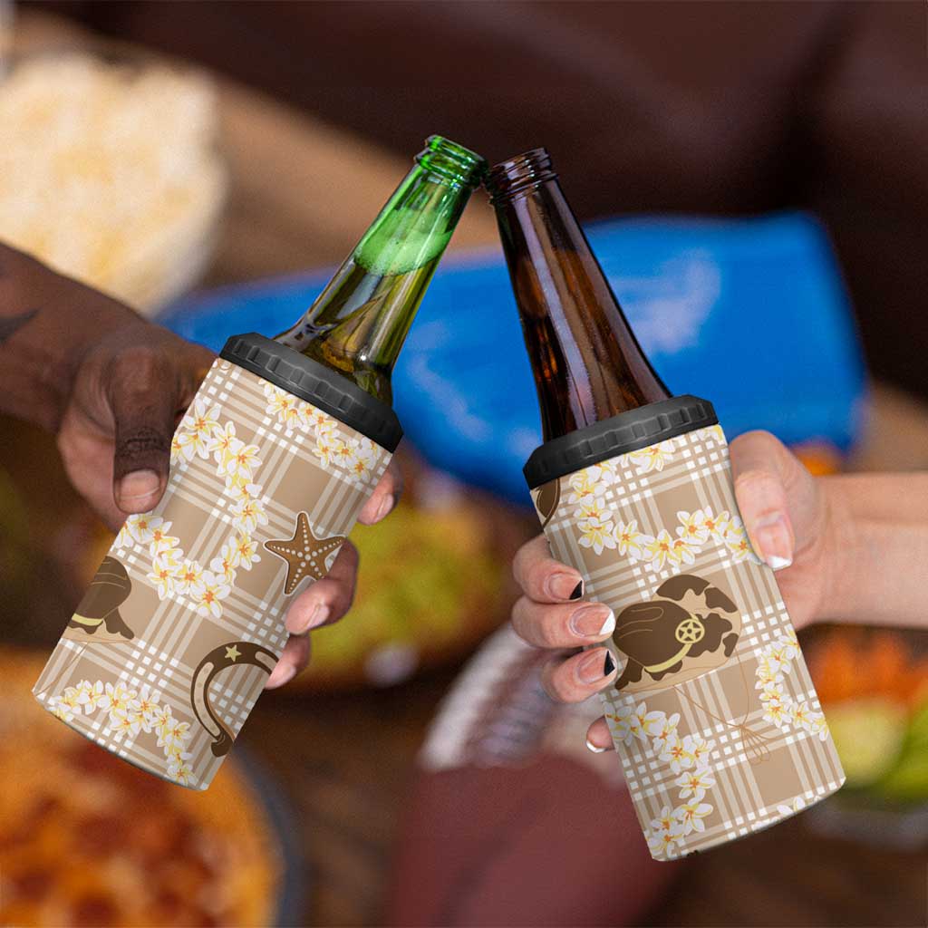 Aloha Hawaii Paniolo Khaki Palaka 4 in 1 Can Cooler Tumbler Coastal Rodeo - Polynesian Pride